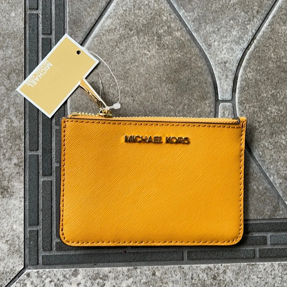 Michael Kors Jet Set Travel Marigold Small Top Zip Coinpouch with ID Key Holder - Picture 3 of 16